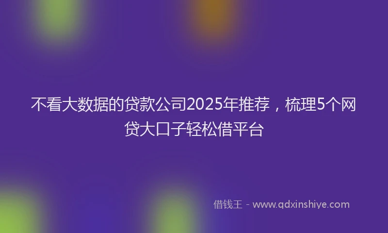 不看大数据的贷款公司2025年推荐，梳理5个网贷大口子轻松借平台