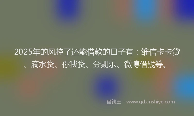 2025年的风控了还能借款的口子有：维信卡卡贷、滴水贷、你我贷、分期乐、微博借钱等。