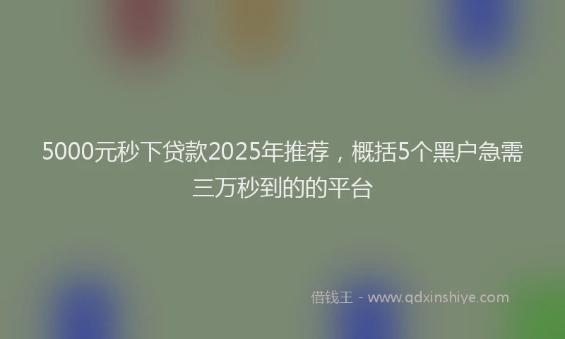 5000元秒下贷款2025年推荐，概括5个黑户急需三万秒到的的平台