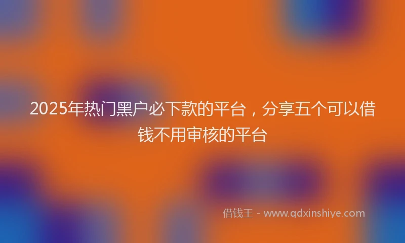 2025年热门黑户必下款的平台，分享五个可以借钱不用审核的平台