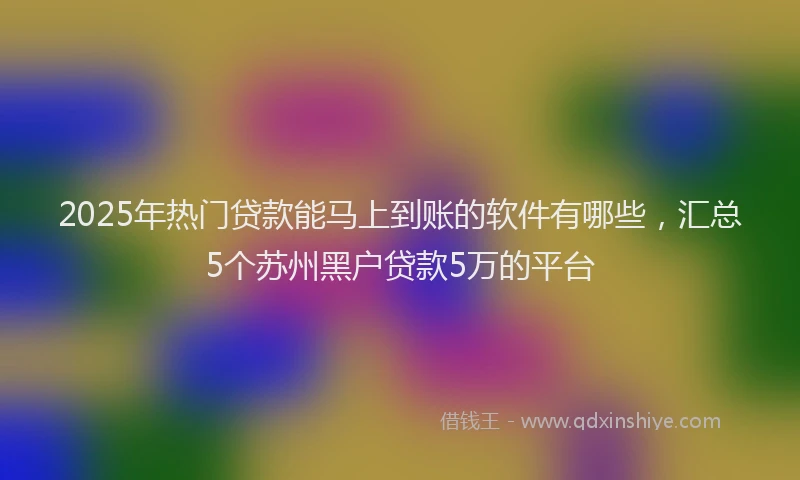 2025年热门贷款能马上到账的软件有哪些，汇总5个苏州黑户贷款5万的平台