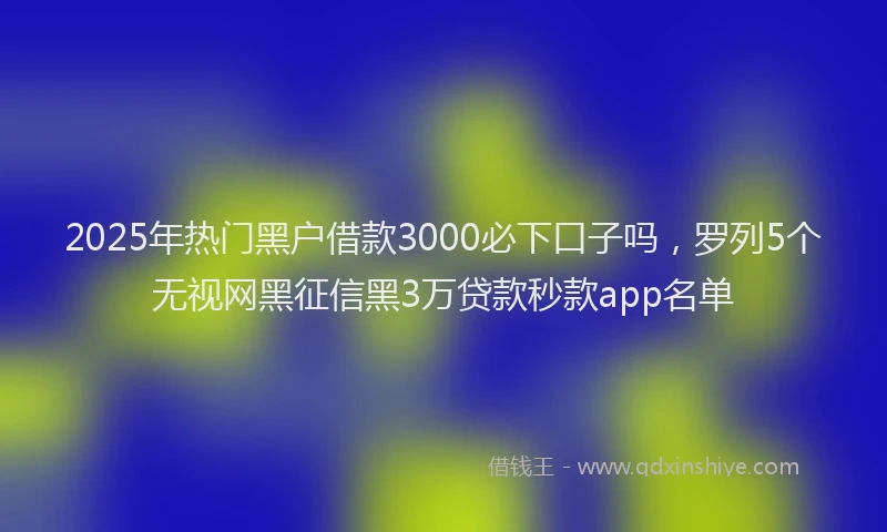 2025年热门黑户借款3000必下口子吗，罗列5个无视网黑征信黑3万贷款秒款app名单