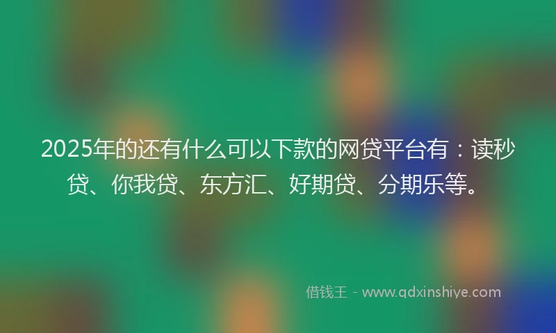 2025年的还有什么可以下款的网贷平台有：读秒贷、你我贷、东方汇、好期贷、分期乐等。