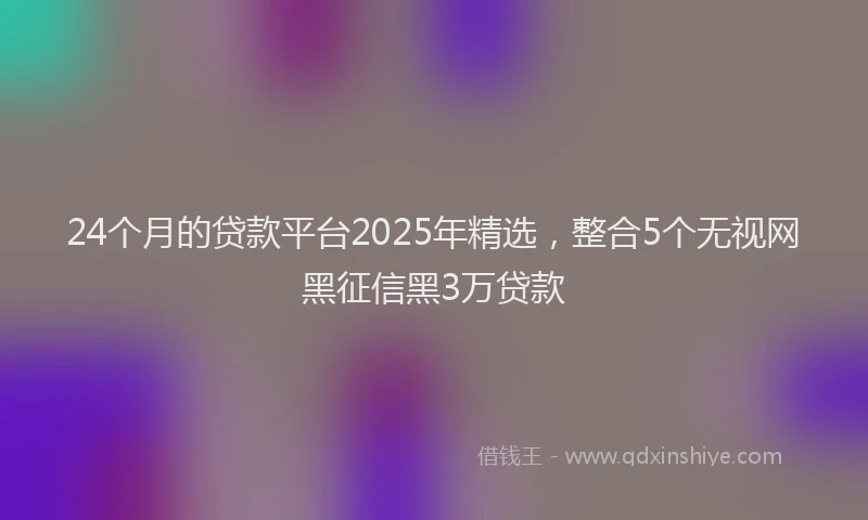 24个月的贷款平台2025年精选，整合5个无视网黑征信黑3万贷款