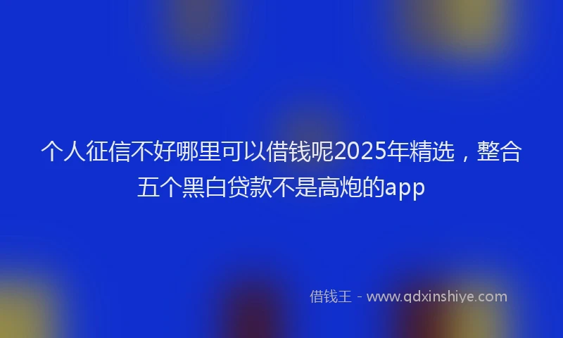 个人征信不好哪里可以借钱呢2025年精选，整合五个黑白贷款不是高炮的app