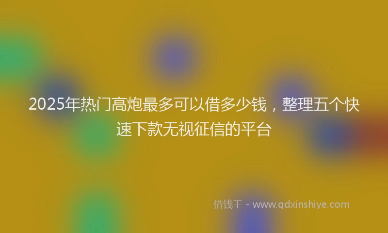2025年热门高炮最多可以借多少钱，整理五个快速下款无视征信的平台
