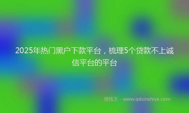 2025年热门黑户下款平台，梳理5个贷款不上诚信平台的平台