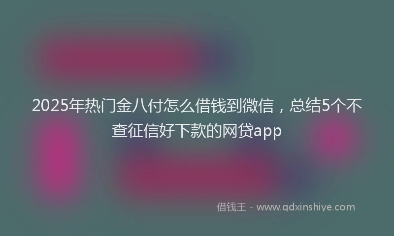 2025年热门金八付怎么借钱到微信，总结5个不查征信好下款的网贷app