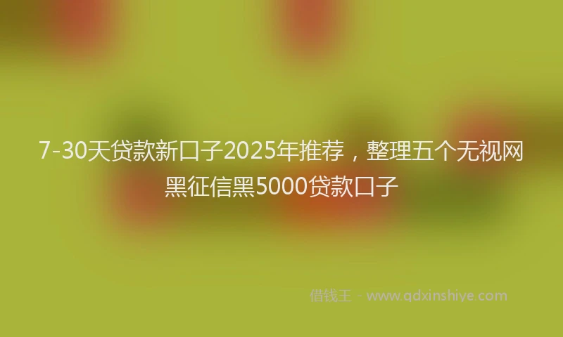 7-30天贷款新口子2025年推荐，整理五个无视网黑征信黑5000贷款口子