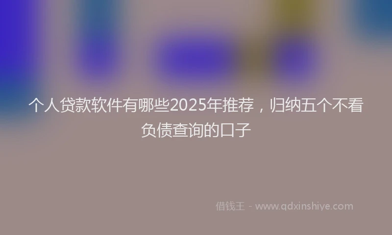 个人贷款软件有哪些2025年推荐，归纳五个不看负债查询的口子