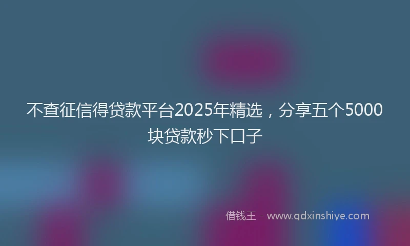 不查征信得贷款平台2025年精选，分享五个5000块贷款秒下口子