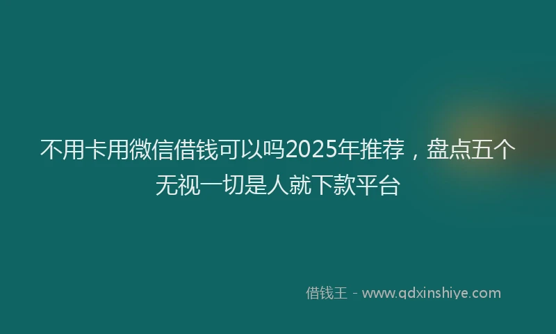 不用卡用微信借钱可以吗2025年推荐，盘点五个无视一切是人就下款平台