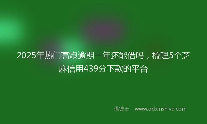 2025年热门高炮逾期一年还能借吗，梳理5个芝麻信用439分下款的平台