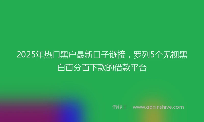 2025年热门黑户最新口子链接，罗列5个无视黑白百分百下款的借款平台