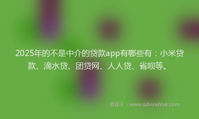 2025年的不是中介的贷款app有哪些有：小米贷款、滴水贷、团贷网、人人贷、省呗等。