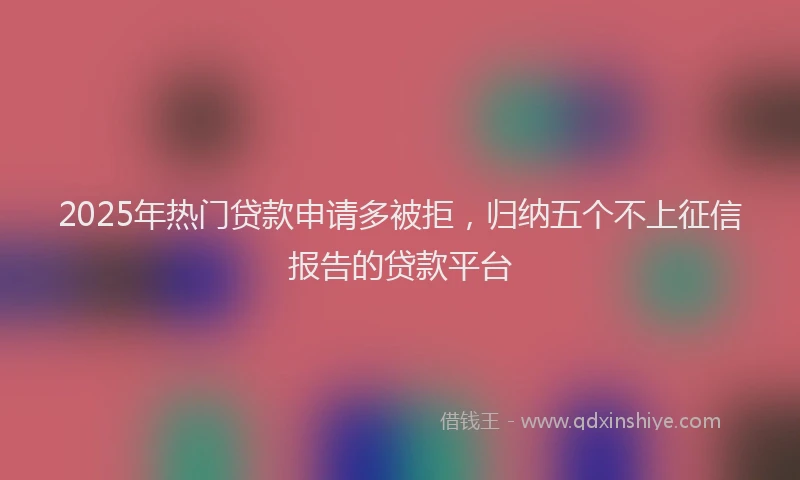 2025年热门贷款申请多被拒，归纳五个不上征信报告的贷款平台