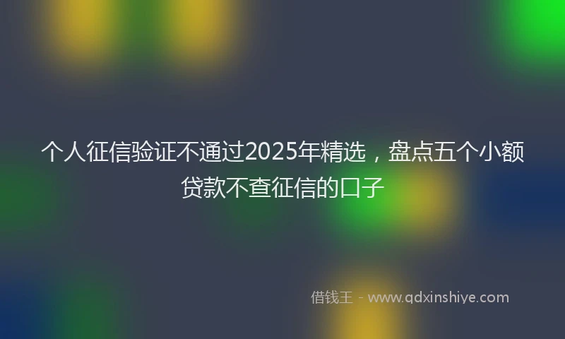 个人征信验证不通过2025年精选，盘点五个小额贷款不查征信的口子