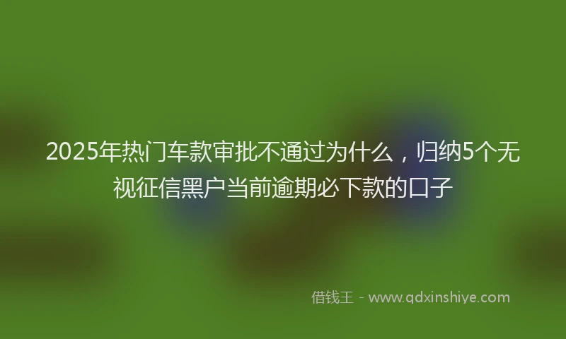 2025年热门车款审批不通过为什么，归纳5个无视征信黑户当前逾期必下款的口子