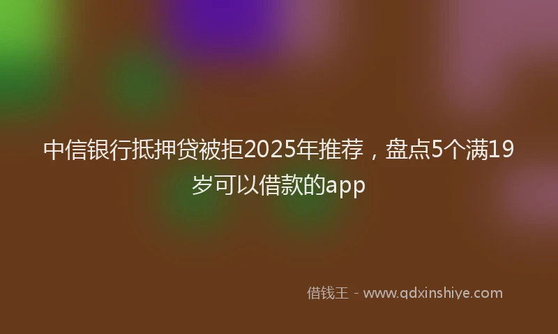 中信银行抵押贷被拒2025年推荐，盘点5个满19岁可以借款的app