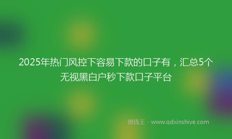 2025年热门风控下容易下款的口子有，汇总5个无视黑白户秒下款口子平台