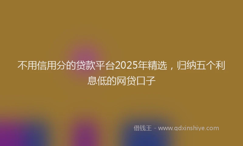 不用信用分的贷款平台2025年精选，归纳五个利息低的网贷口子