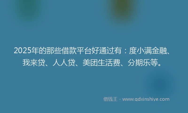 2025年的那些借款平台好通过有：度小满金融、我来贷、人人贷、美团生活费、分期乐等。