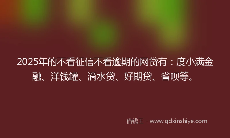 2025年的不看征信不看逾期的网贷有：度小满金融、洋钱罐、滴水贷、好期贷、省呗等。