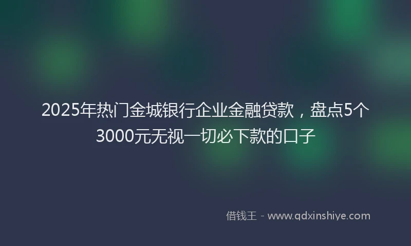 2025年热门金城银行企业金融贷款，盘点5个3000元无视一切必下款的口子