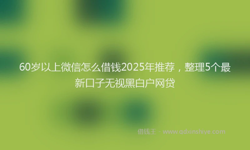60岁以上微信怎么借钱2025年推荐，整理5个最新口子无视黑白户网贷