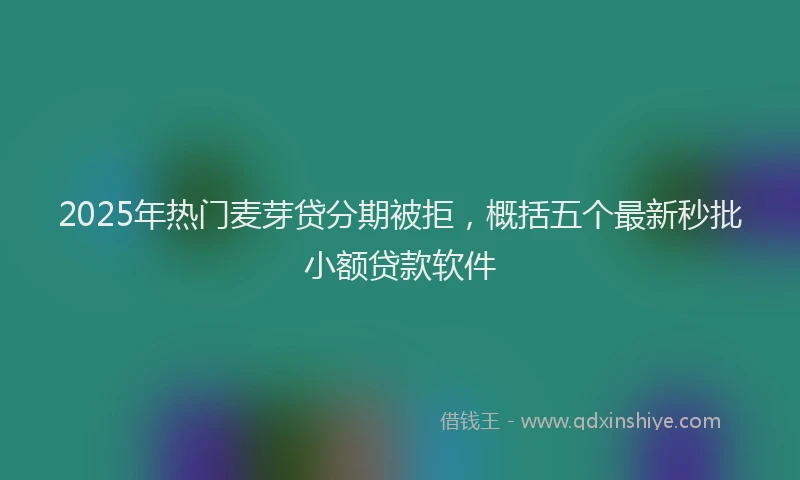 2025年热门麦芽贷分期被拒，概括五个最新秒批小额贷款软件