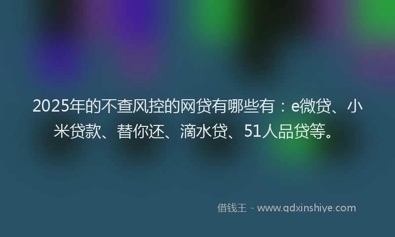 2025年的不查风控的网贷有哪些有：e微贷、小米贷款、替你还、滴水贷、51人品贷等。