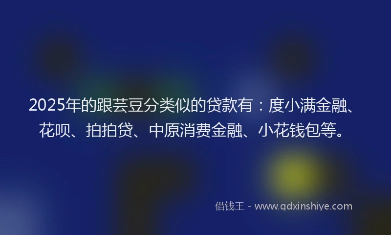 2025年的跟芸豆分类似的贷款有：度小满金融、花呗、拍拍贷、中原消费金融、小花钱包等。