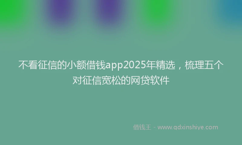 不看征信的小额借钱app2025年精选，梳理五个对征信宽松的网贷软件