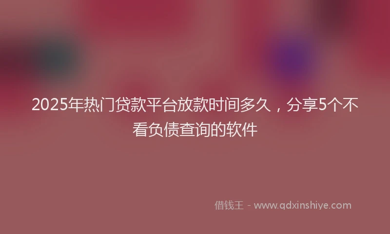 2025年热门贷款平台放款时间多久，分享5个不看负债查询的软件