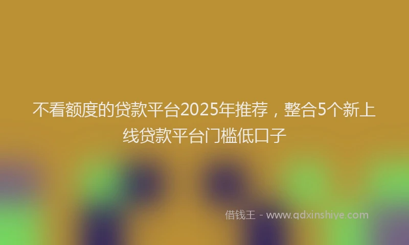 不看额度的贷款平台2025年推荐，整合5个新上线贷款平台门槛低口子