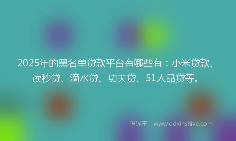 2025年的黑名单贷款平台有哪些有：小米贷款、读秒贷、滴水贷、功夫贷、51人品贷等。