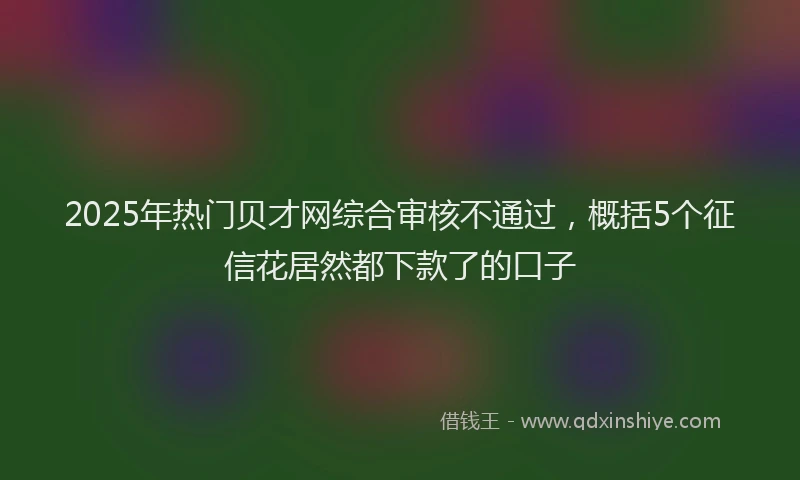 2025年热门贝才网综合审核不通过，概括5个征信花居然都下款了的口子