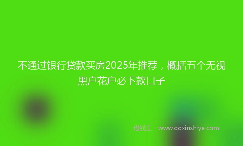 不通过银行贷款买房2025年推荐，概括五个无视黑户花户必下款口子