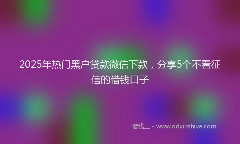 2025年热门黑户贷款微信下款，分享5个不看征信的借钱口子