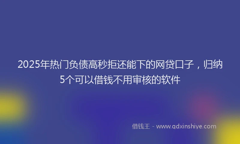 2025年热门负债高秒拒还能下的网贷口子，归纳5个可以借钱不用审核的软件
