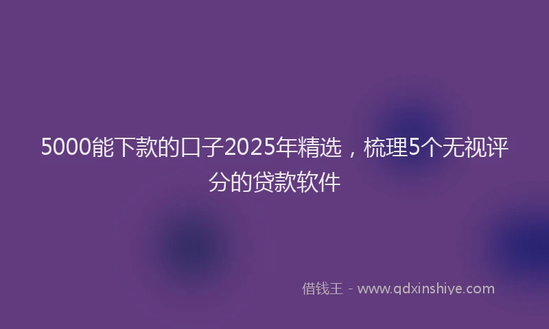5000能下款的口子2025年精选，梳理5个无视评分的贷款软件