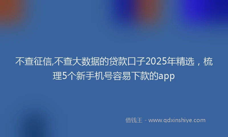 不查征信,不查大数据的贷款口子2025年精选，梳理5个新手机号容易下款的app