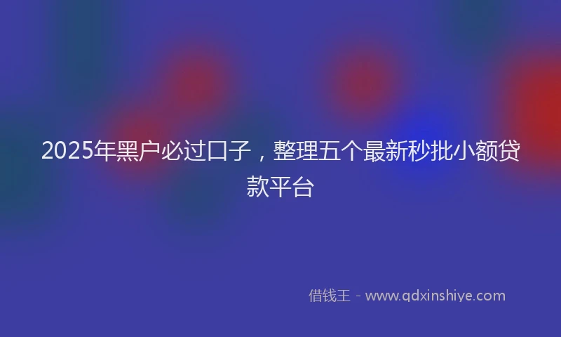 2025年黑户必过口子，整理五个最新秒批小额贷款平台