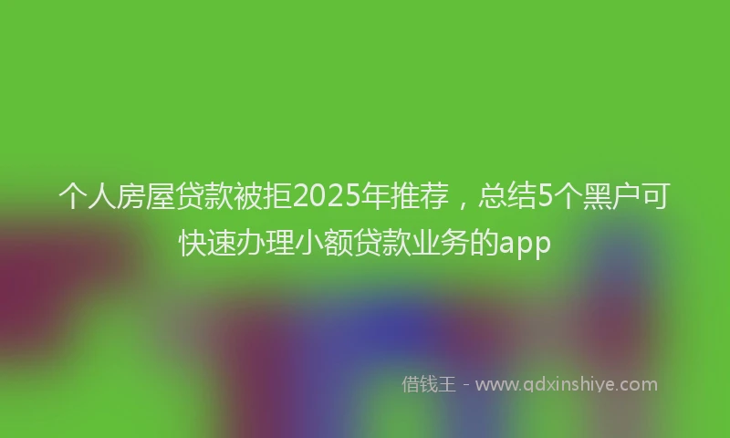 个人房屋贷款被拒2025年推荐，总结5个黑户可快速办理小额贷款业务的app