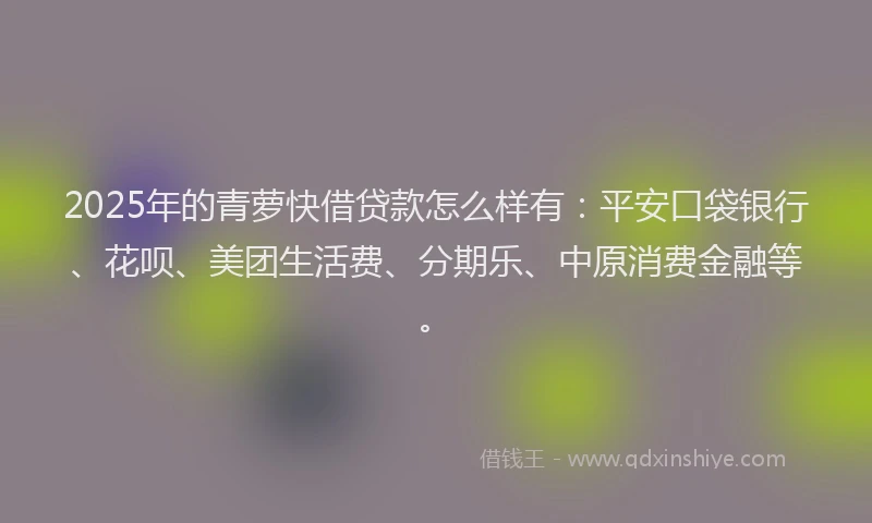 2025年的青萝快借贷款怎么样有：平安口袋银行、花呗、美团生活费、分期乐、中原消费金融等。