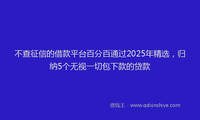 不查征信的借款平台百分百通过2025年精选，归纳5个无视一切包下款的贷款