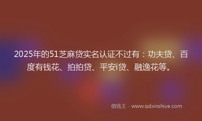 2025年的51芝麻贷实名认证不过有：功夫贷、百度有钱花、拍拍贷、平安i贷、融逸花等。
