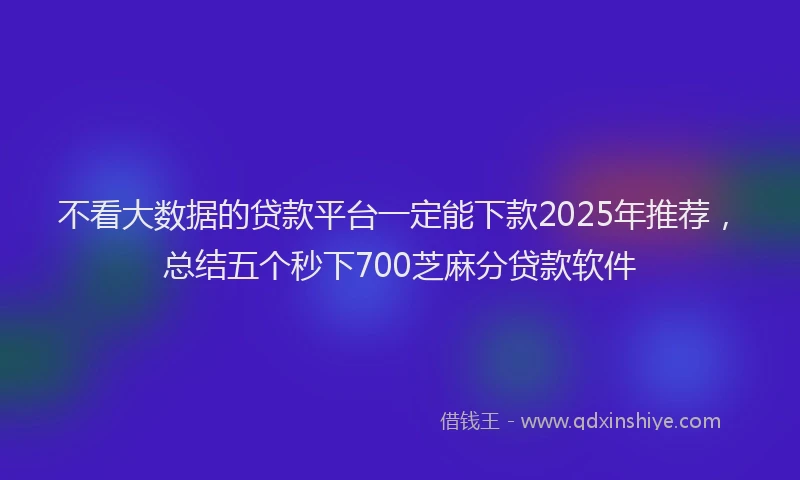 不看大数据的贷款平台一定能下款2025年推荐，总结五个秒下700芝麻分贷款软件