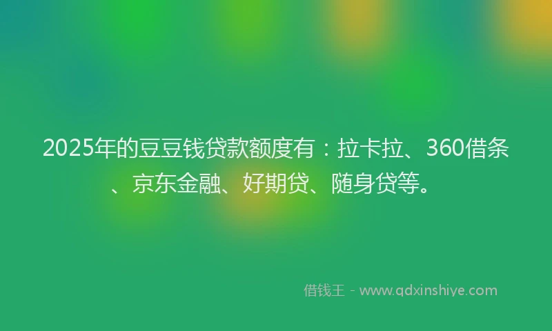 2025年的豆豆钱贷款额度有：拉卡拉、360借条、京东金融、好期贷、随身贷等。