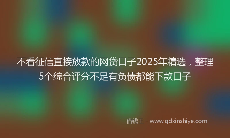不看征信直接放款的网贷口子2025年精选，整理5个综合评分不足有负债都能下款口子